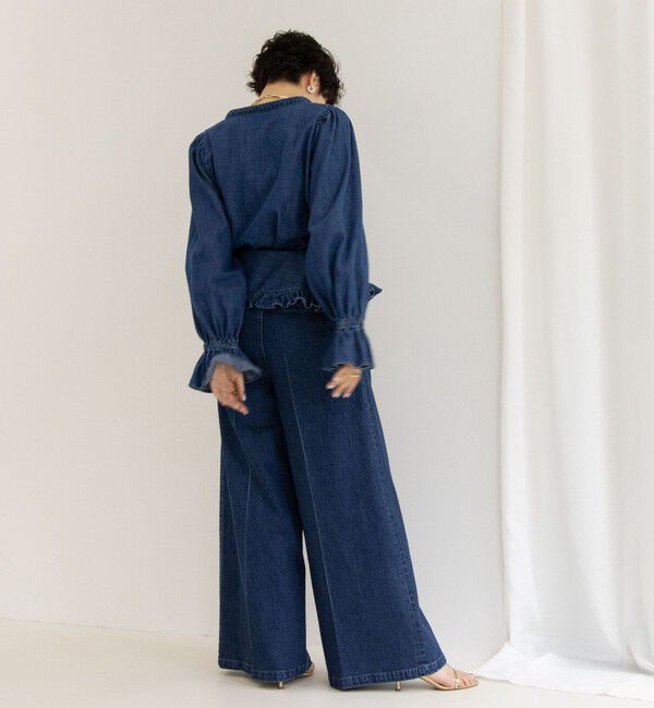 Rie Miller「【RM denim】ビッグカラー2WAYデニムブラウス」|シャツ・ブラウス|