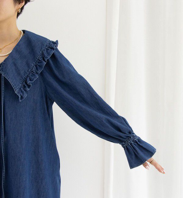 Rie Miller「【RM denim】ビッグカラー2WAYデニムブラウス」|シャツ・ブラウス|