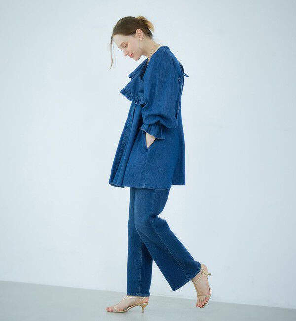 Rie Miller「【RM denim】ビッグカラー2WAYデニムブラウス」|シャツ・ブラウス|