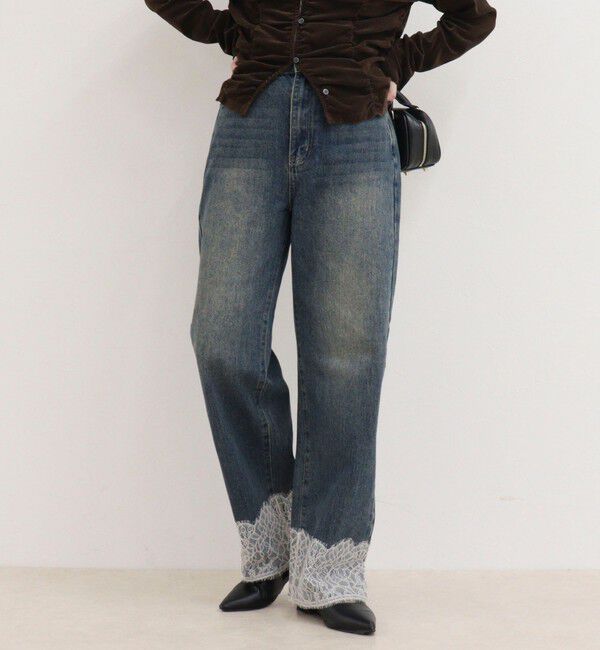 fredy emue「Dual Hem Lace Denim」|デニム|ブルー系その他