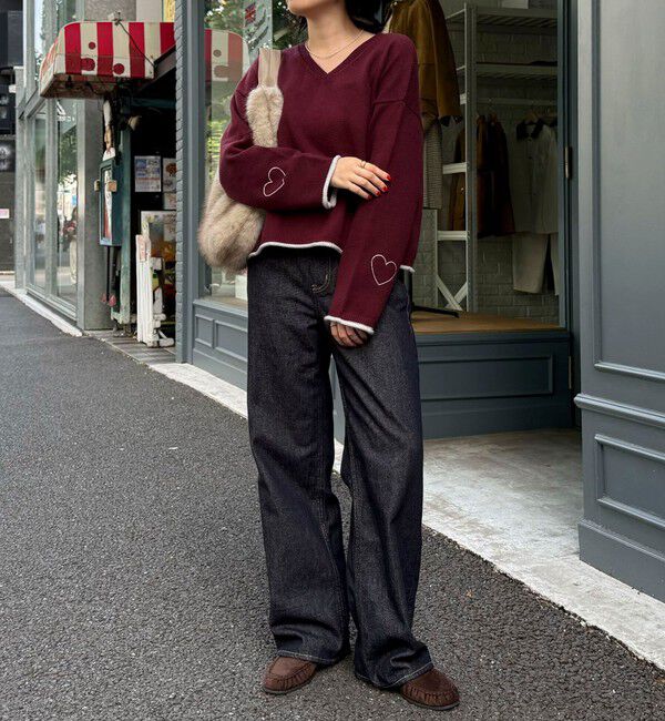 fredy emue「ハートST Vネックニットプルオーバー」|ニット・セーター|