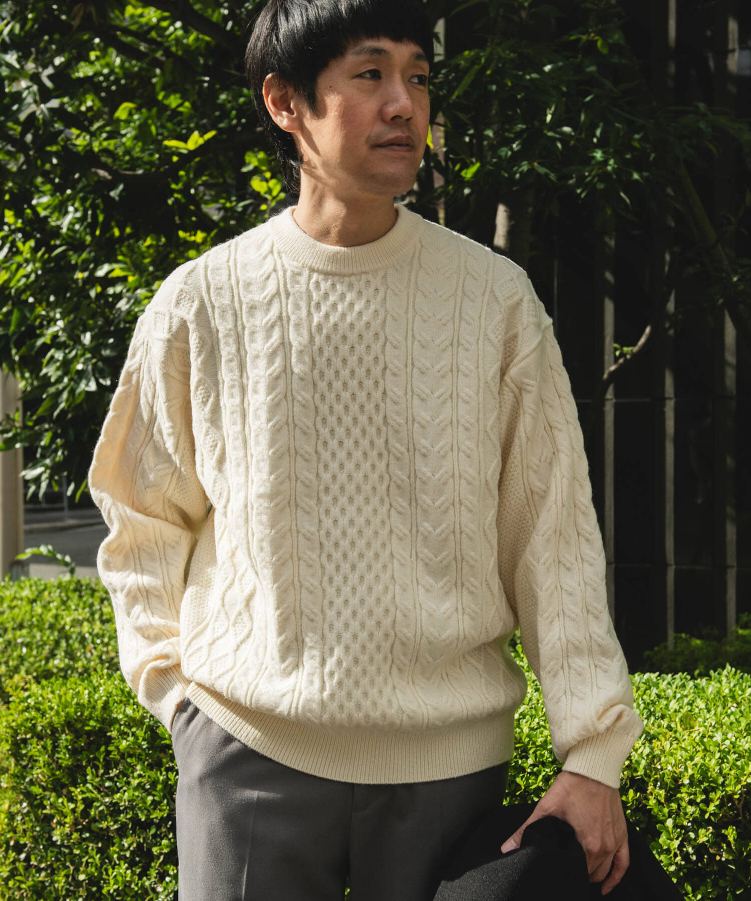URBAN RESEARCH DOORS「アランニットクルーネックプルオーバー」|ニット・セーター|