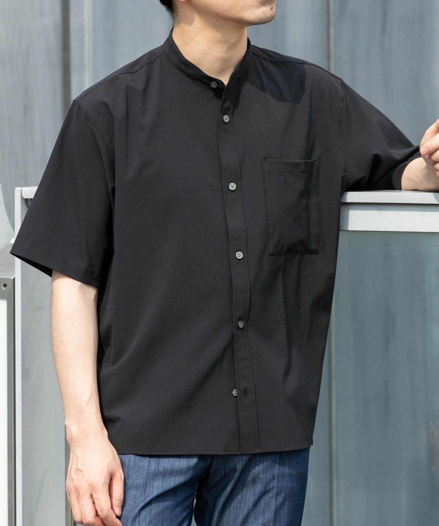 URBAN RESEARCH ROSSO「『WEB限定』『XLサイズあり』『吸水速乾』Air Stretch バンドカラーシャツ」|シャツ・ブラウス|