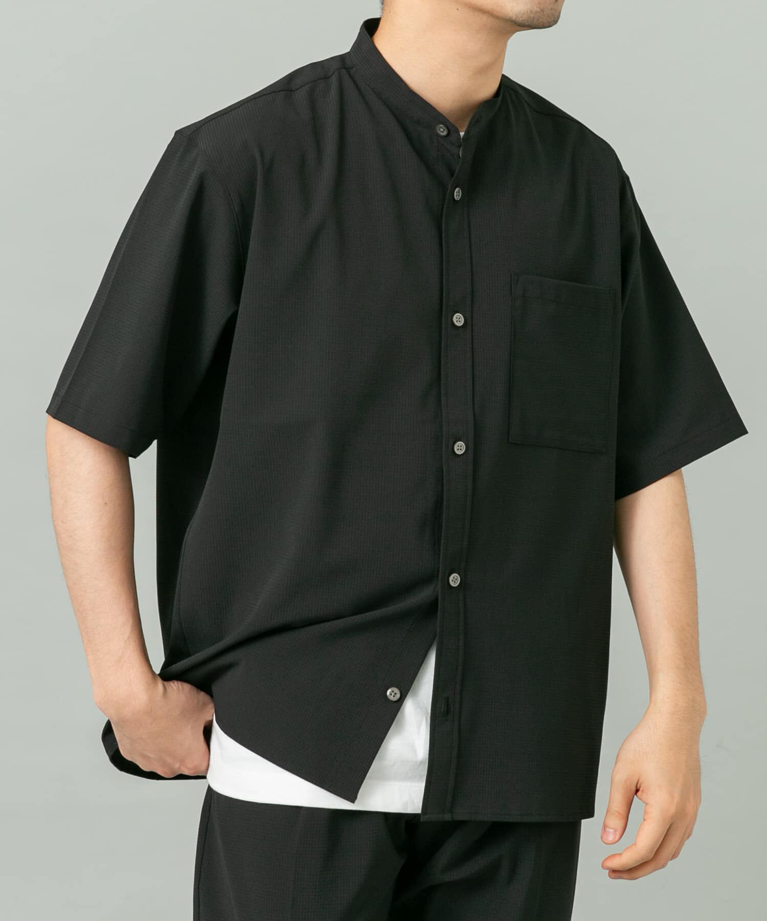 URBAN RESEARCH ROSSO「『WEB限定』『XLサイズあり』『吸水速乾』Air Stretch バンドカラーシャツ」|シャツ・ブラウス|