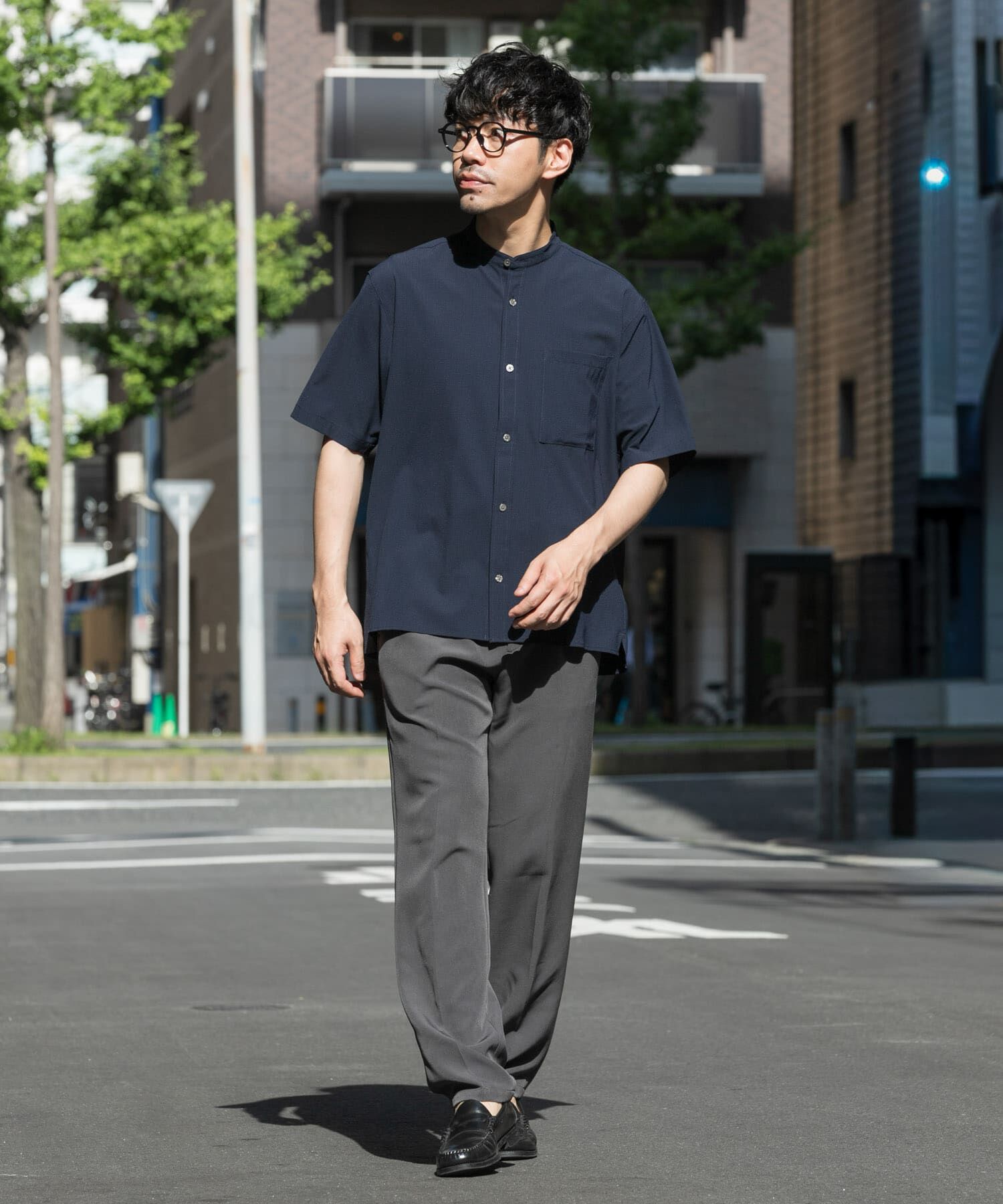 URBAN RESEARCH ROSSO「『WEB限定』『XLサイズあり』『吸水速乾』Air Stretch バンドカラーシャツ」|シャツ・ブラウス|