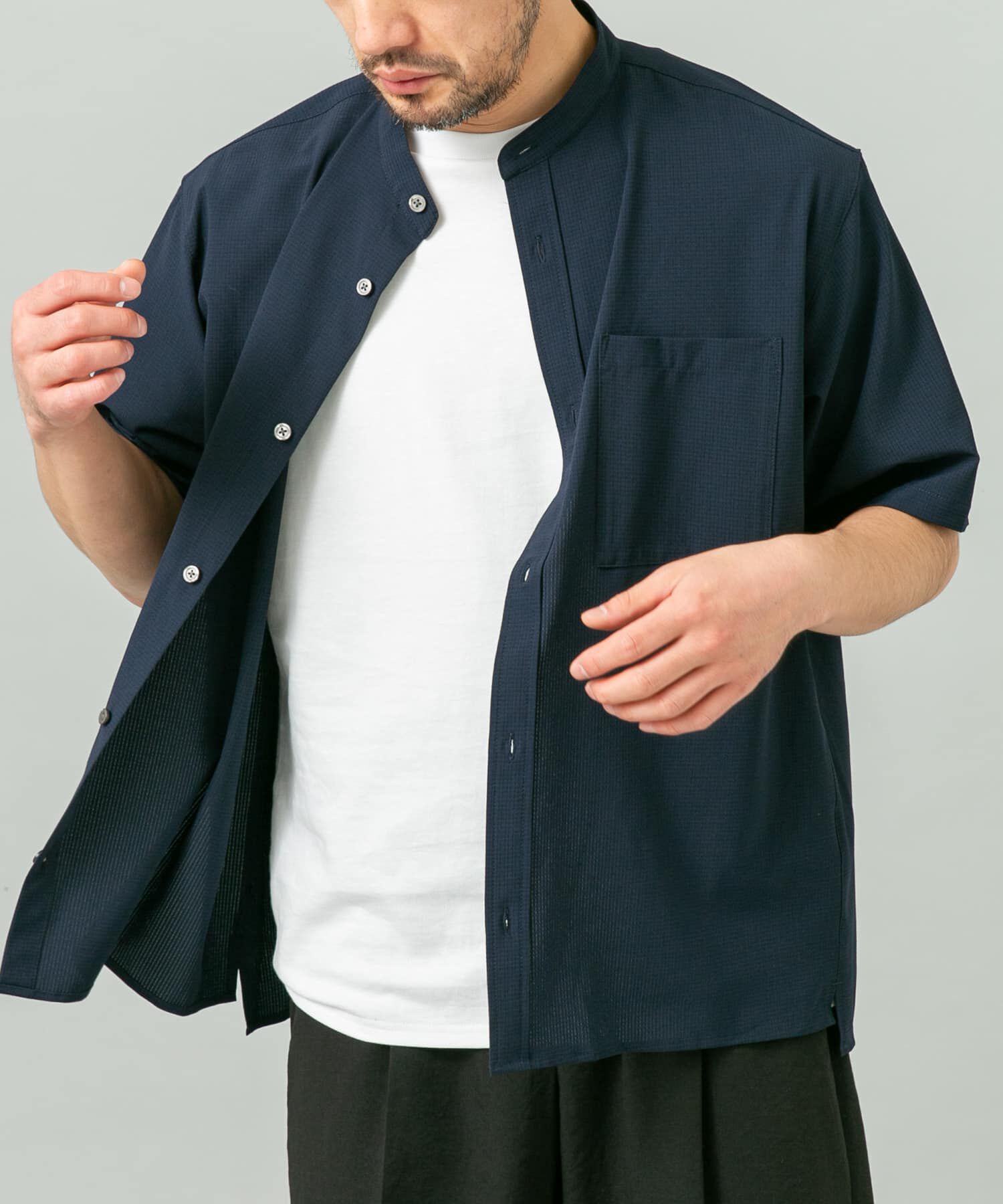 URBAN RESEARCH ROSSO「『WEB限定』『XLサイズあり』『吸水速乾』Air Stretch バンドカラーシャツ」|シャツ・ブラウス|