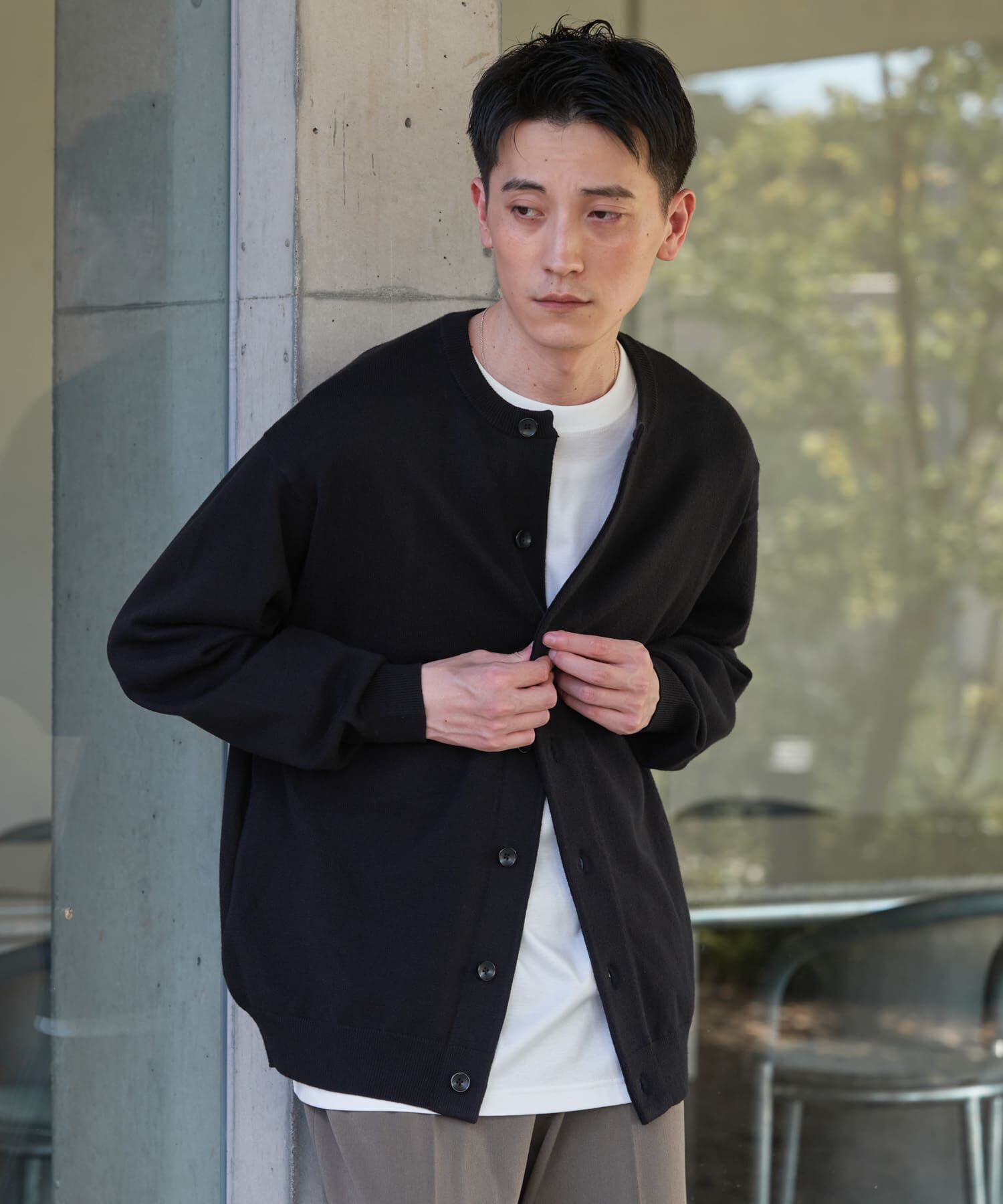 URBAN RESEARCH DOORS「『XLサイズ/WEB限定』『UR TECH』 200日 クルーネックカーディガン 26AW」|カーディガン|
