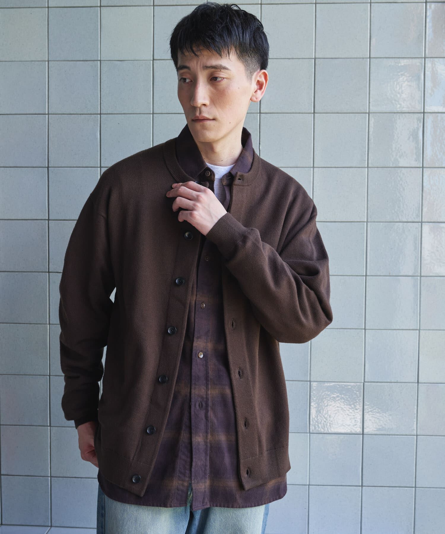 URBAN RESEARCH DOORS「『XLサイズ/WEB限定』『UR TECH』 200日 クルーネックカーディガン 26AW」|カーディガン|