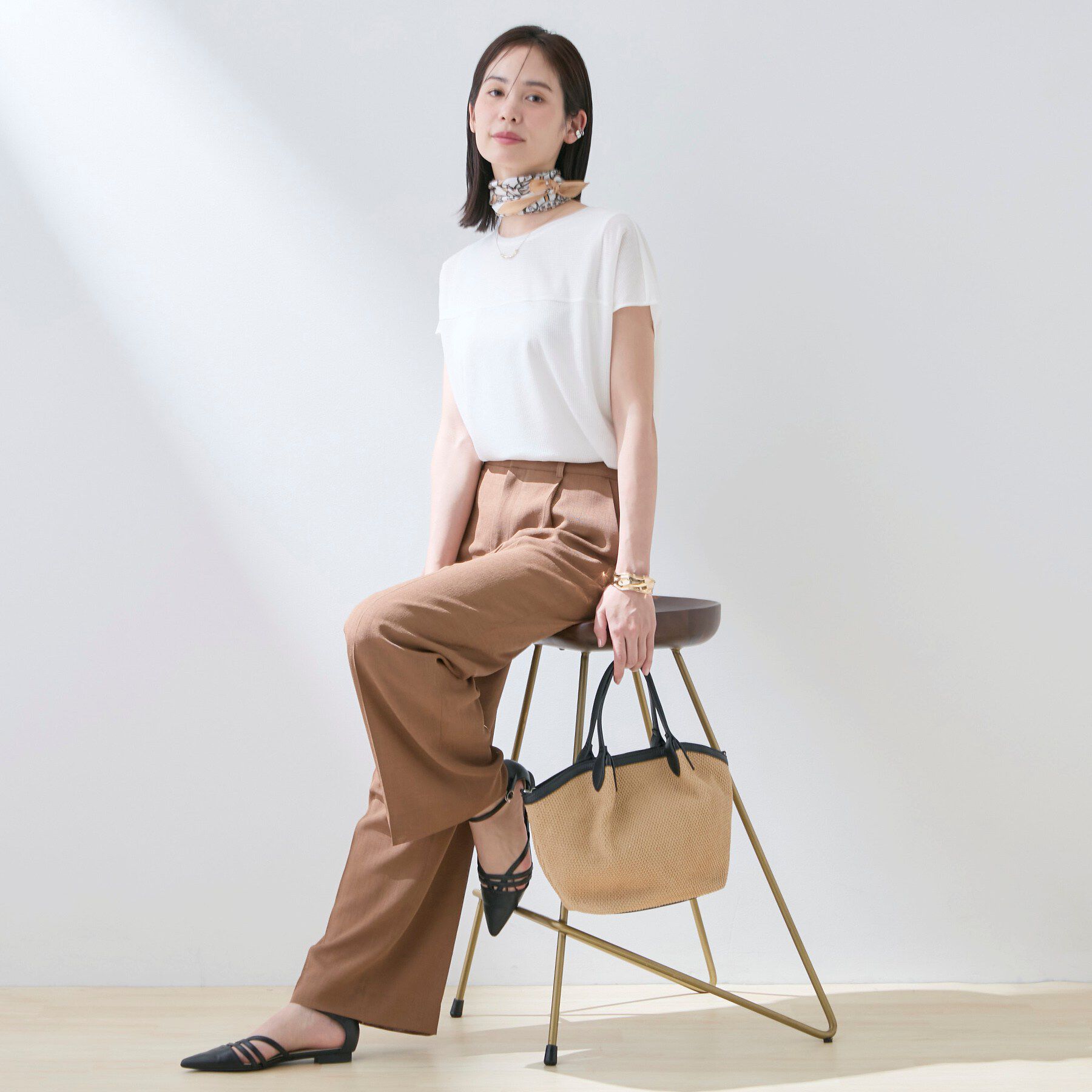 INDIVI「【洗える／アンサンブル可能】シアースストライプトップス」|Tシャツ・カットソー|