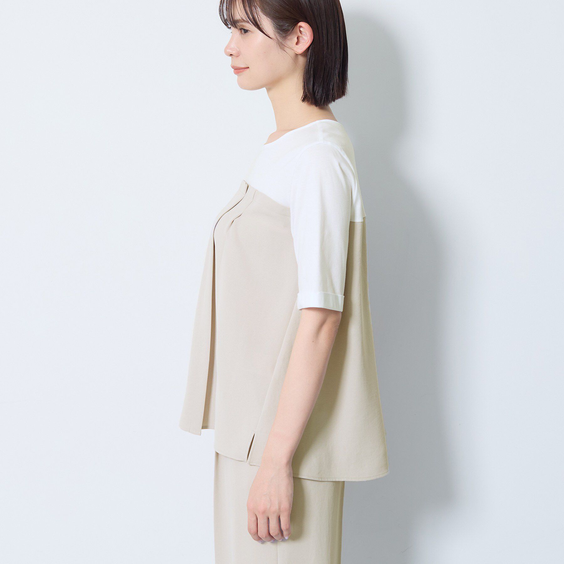 INDIVI「【着る日傘／SETUP可能】ビスチェレイヤード風トップス」|Tシャツ・カットソー|
