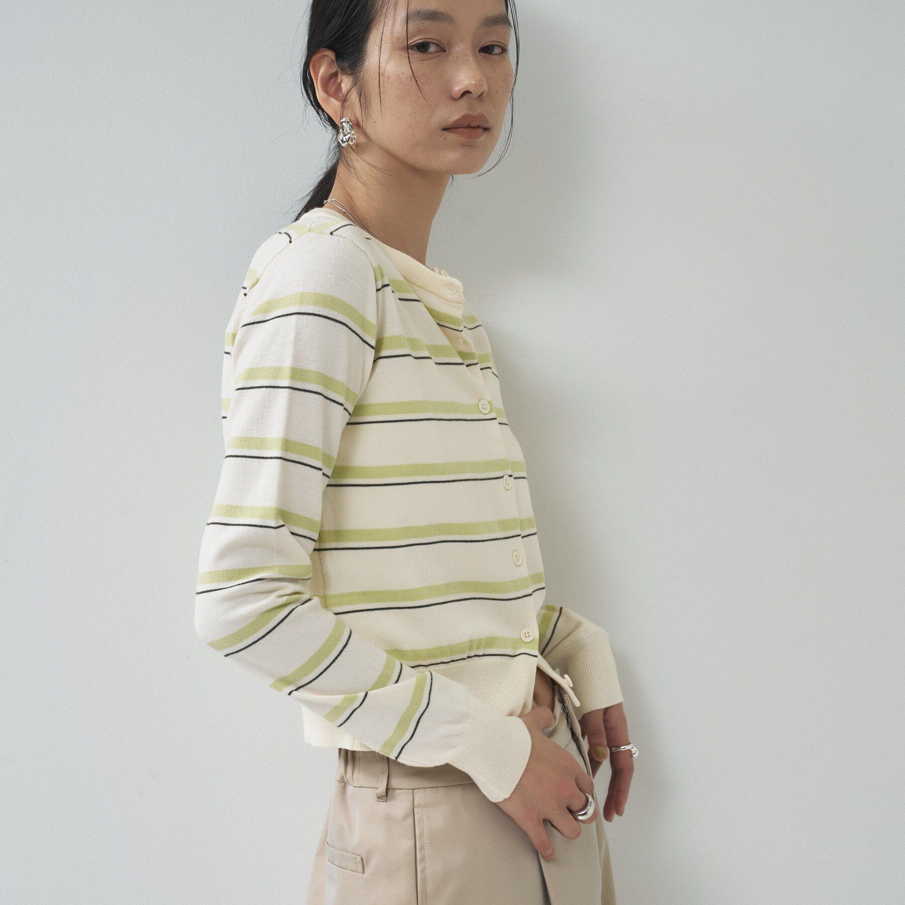 GALLEST「【一部店舗限定】クルーネックボーダーカーディガン」|カーディガン|
