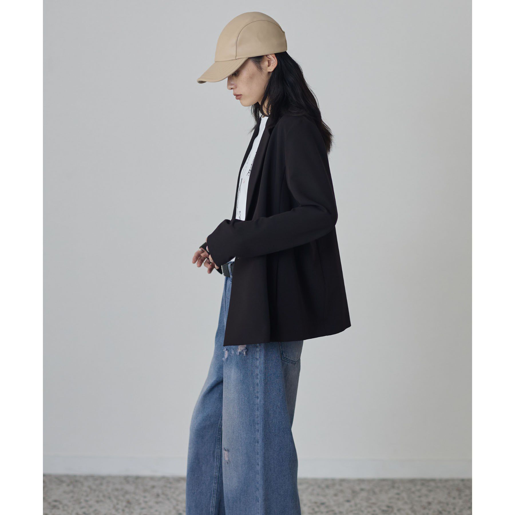 GALLEST「Comfy Set Up｜ダブルブレストイージージャケット【LIVE紹介／上枝みどりさん着用／セット」|テーラードジャケット|