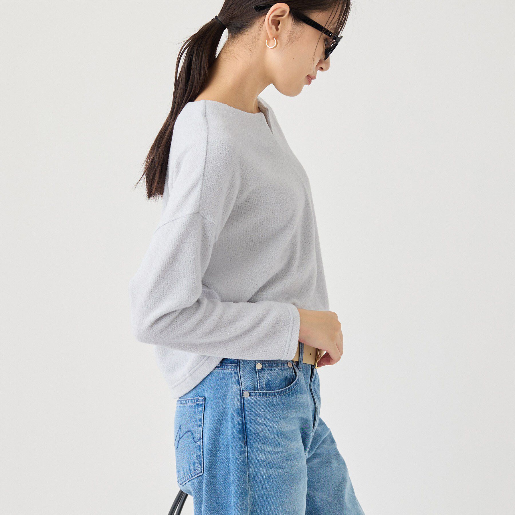 INDIVI「【風合い柔らか／SETUP可】ブークレ起毛ジャージトップス」|Tシャツ・カットソー|