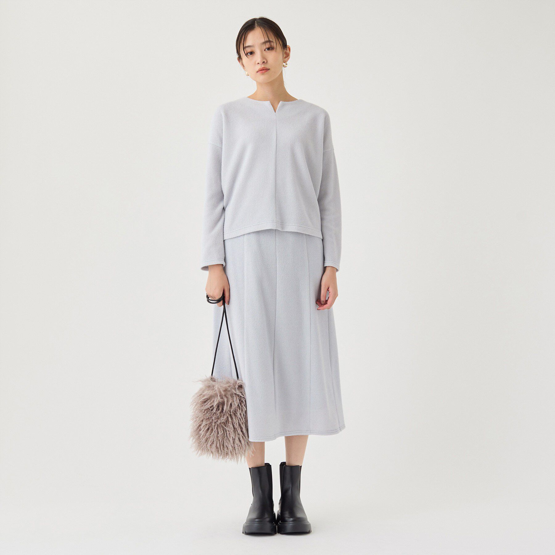 INDIVI「【風合い柔らか／SETUP可】ブークレ起毛ジャージトップス」|Tシャツ・カットソー|