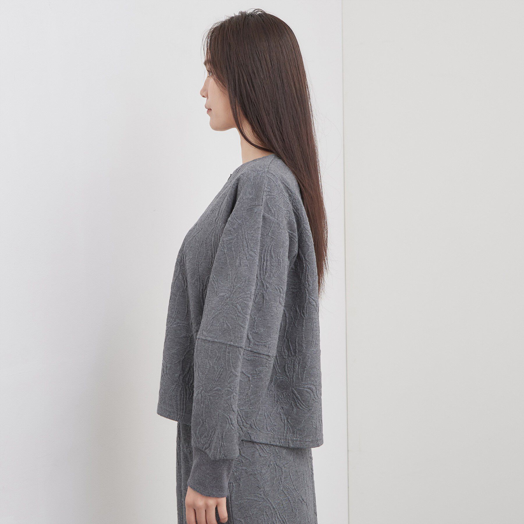 OPAQUE.CLIP「ふくれジャカードプルオーバー／セットアップ可【洗濯機OK】」|Tシャツ・カットソー|