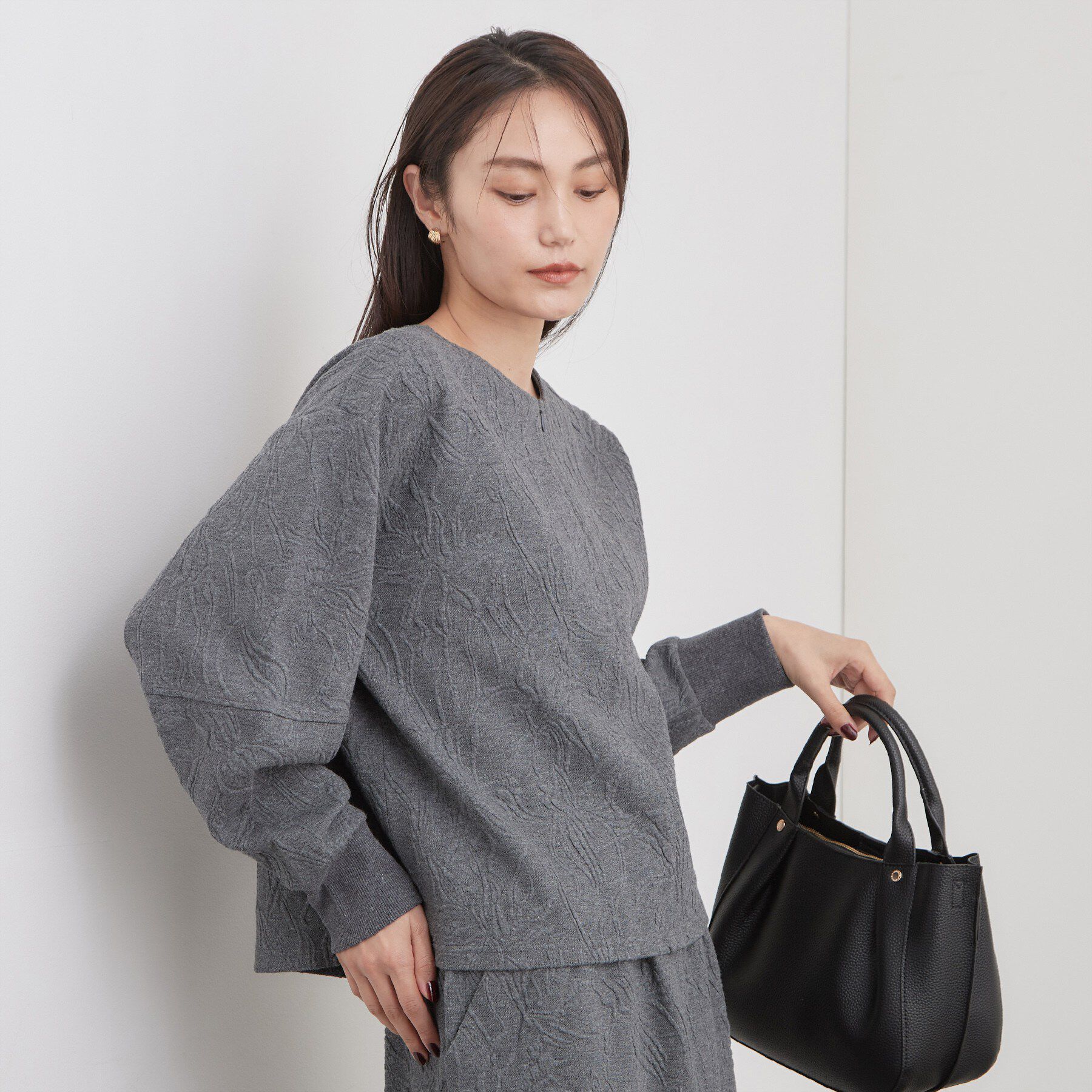 OPAQUE.CLIP「ふくれジャカードプルオーバー／セットアップ可【洗濯機OK】」|Tシャツ・カットソー|