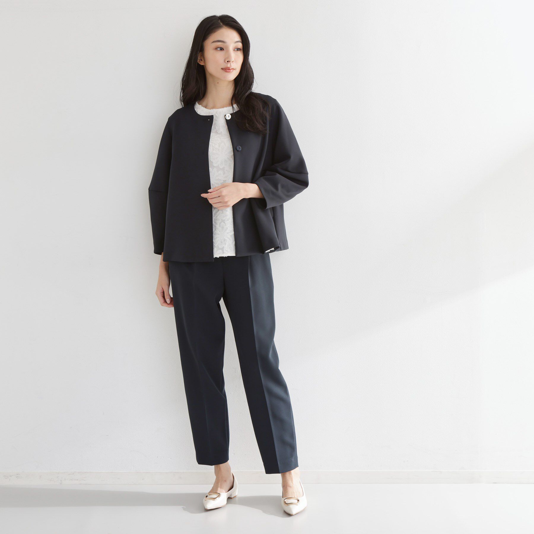 THE SHOP TK「【通勤スタイルに】美脚シルエット ダブルクロステーパードパンツ/セットアップ可」|その他|