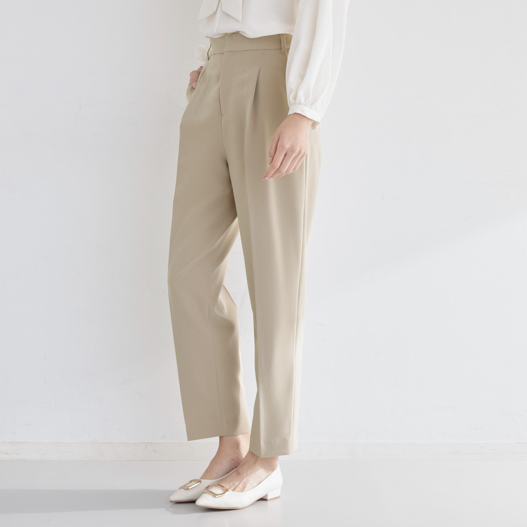 THE SHOP TK「【通勤スタイルに】美脚シルエット ダブルクロステーパードパンツ/セットアップ可」|その他|