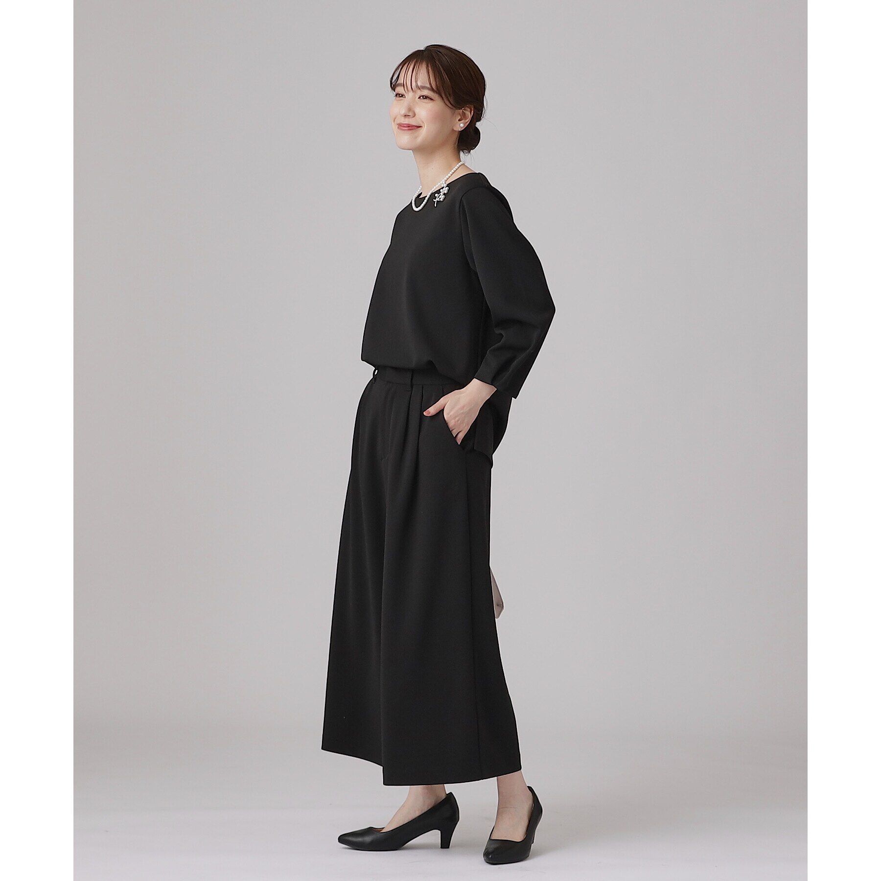 SHOO･LA･RUE「【通勤/デイリー/セットアップ可】マルチに使える カットジョーゼット ワイドパンツ」|その他|