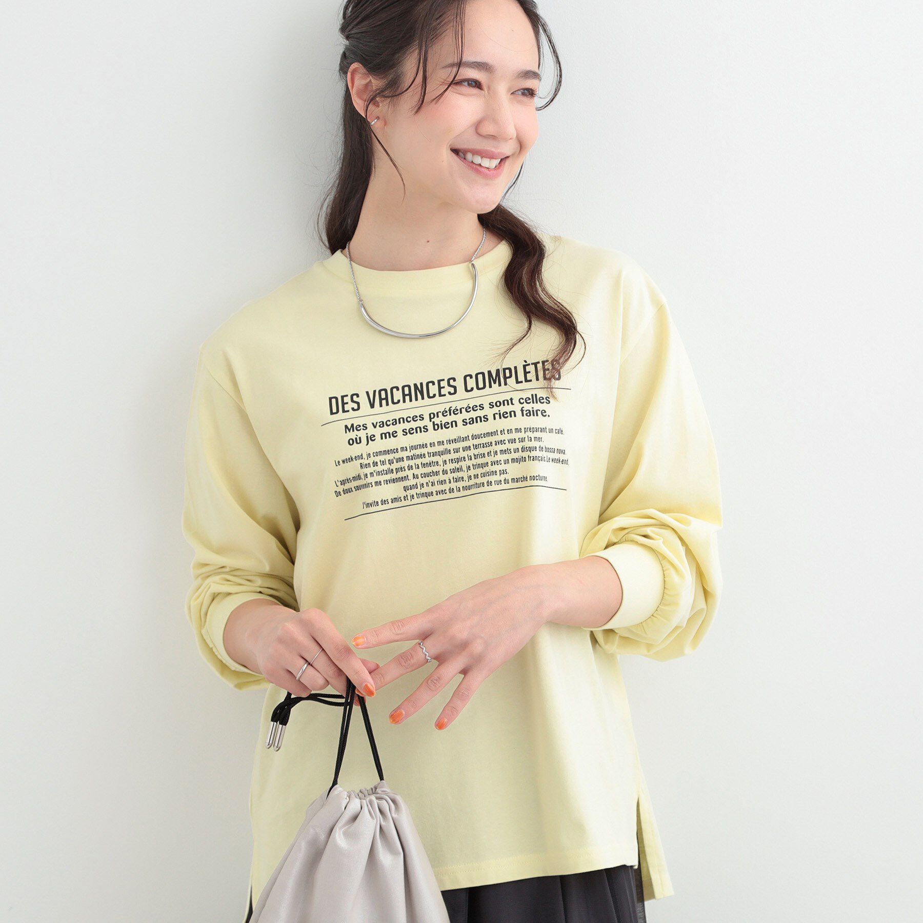 SHOO･LA･RUE「【綿100％/S-LL/プチプラ】選べる3柄 プリントアソートロンT」|Tシャツ・カットソー|ライトイエロー(23
