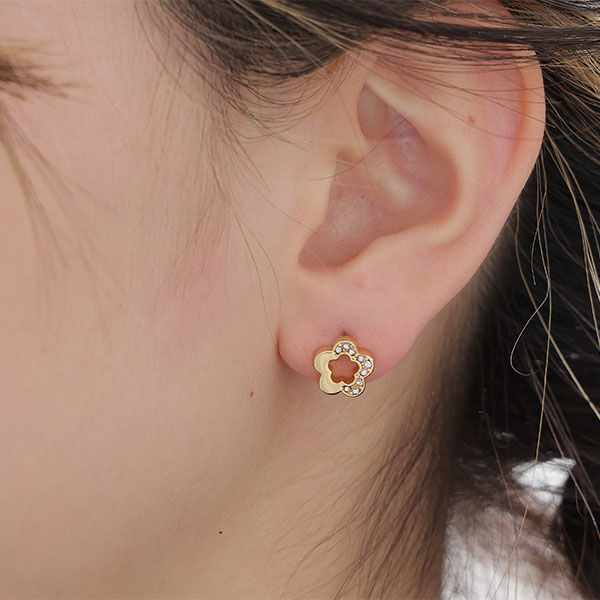 MARY QUANT「ハーフストーンデイジー ピアス2」|ピアス|ゴールド