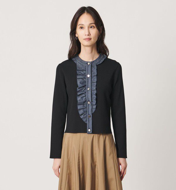 UNITED ARROWS「デニムライク フリル カーディガン ‐ウォッシャブル‐」|カーディガン|