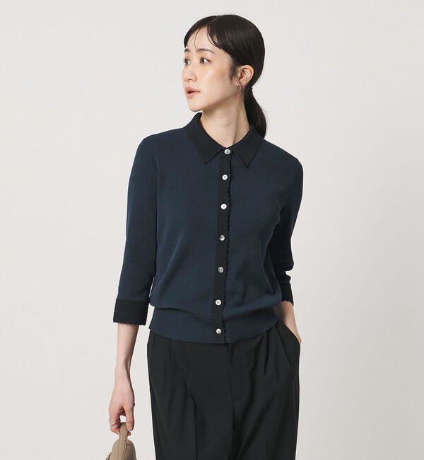 UNITED ARROWS「クロシェ ポロカーディガン ‐ウォッシャブル‐」|カーディガン|