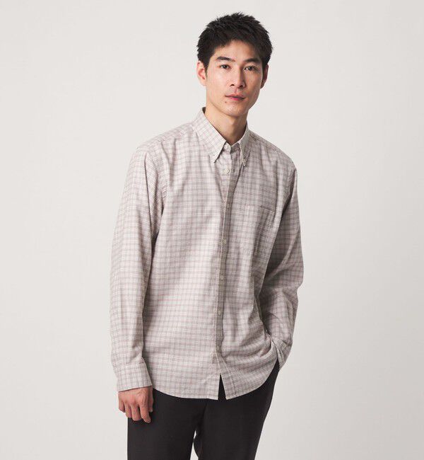 UNITED ARROWS green label relaxing「ナチュラルフィット ビエラチェック ボタンダウン 長袖 シャツ」|シャツ・ブラウス|WHITE
