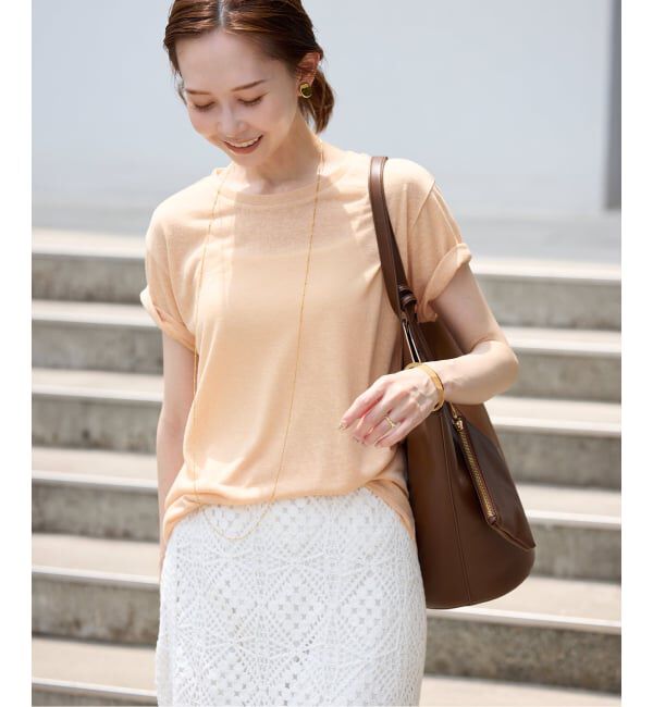 SLOBE IENA「《追加》スラブ5分袖TEE」|Tシャツ・カットソー|オレンジ A