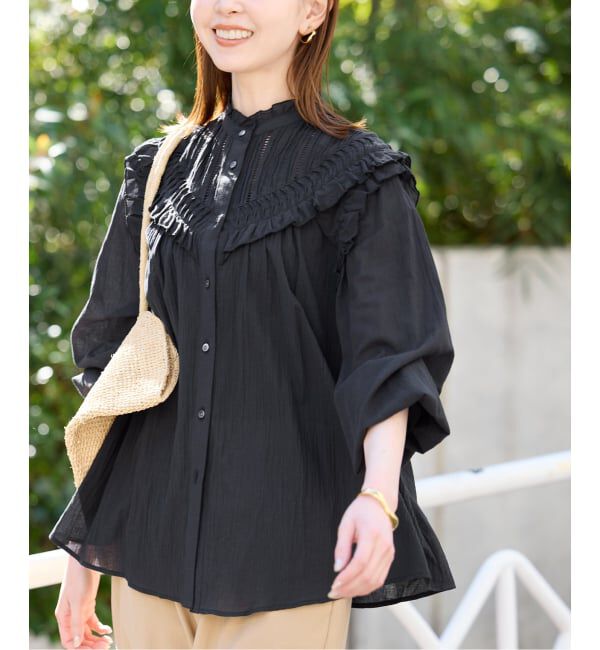 SLOBE IENA「《WEB限定/追加》フリルピンタックブラウス」|シャツ・ブラウス|