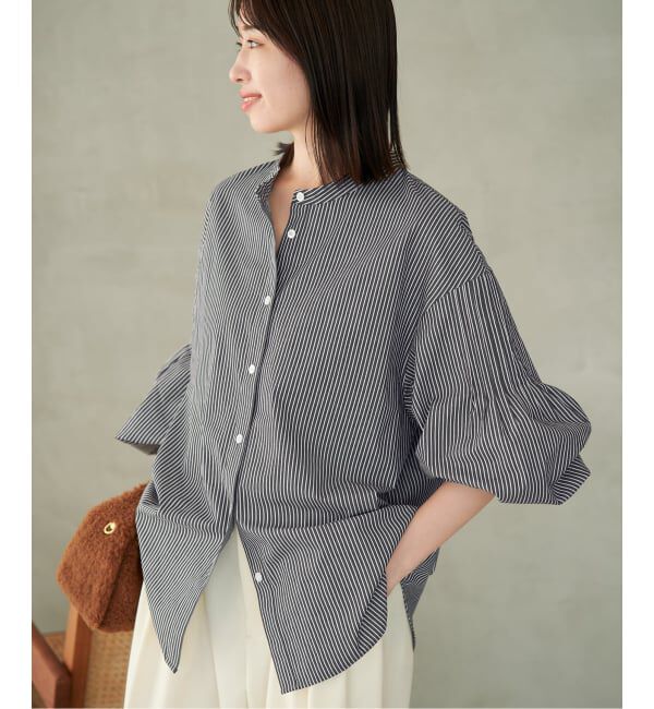 SLOBE IENA「《WEB限定カラーあり/追加》ピンタックバルーンスリーブブラウス」|シャツ・ブラウス|ブラック A