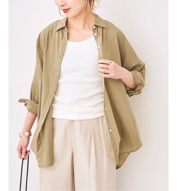 Spick and Span「《追加》ガーメントダイカシュクールシャツ」|シャツ・ブラウス|キャメル A