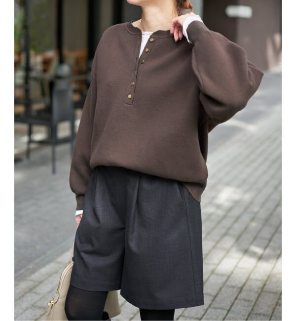 Spick and Span「《WEB限定カラー有り / 追加》メタルボタンヘンリーネックニット」|ニット・セーター|