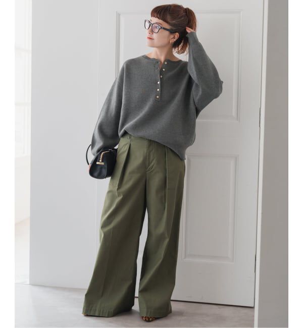 Spick and Span「《WEB限定カラー有り / 追加》メタルボタンヘンリーネックニット」|ニット・セーター|