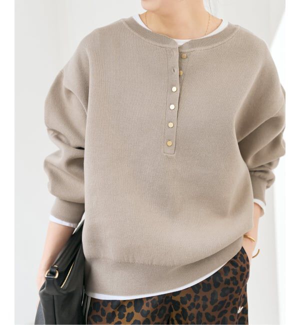 Spick and Span「《WEB限定カラー有り / 追加》メタルボタンヘンリーネックニット」|ニット・セーター|
