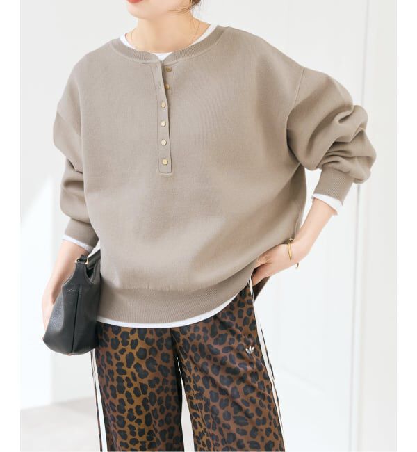 Spick and Span「《WEB限定カラー有り / 追加》メタルボタンヘンリーネックニット」|ニット・セーター|