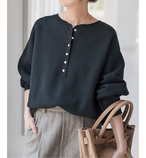 Spick and Span「《WEB限定カラー有り / 追加》メタルボタンヘンリーネックニット」|ニット・セーター|