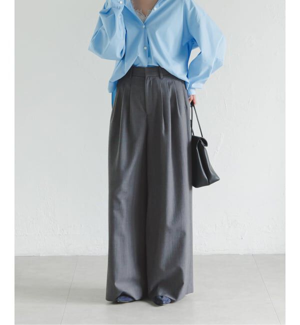 NOBLE「《追加・新色あり》T/W3タックワイドパンツ」|スラックス|グレー