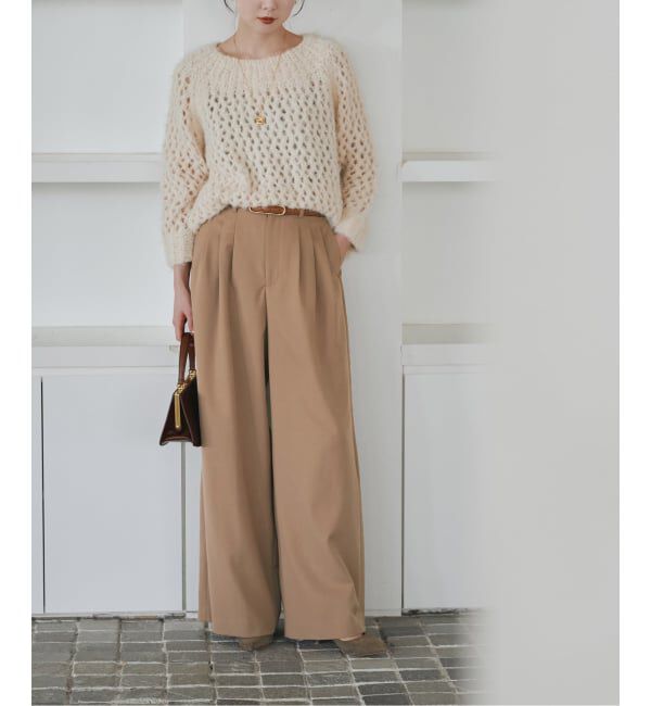 NOBLE「《追加・新色あり》T/W3タックワイドパンツ」|スラックス|ブラウン C