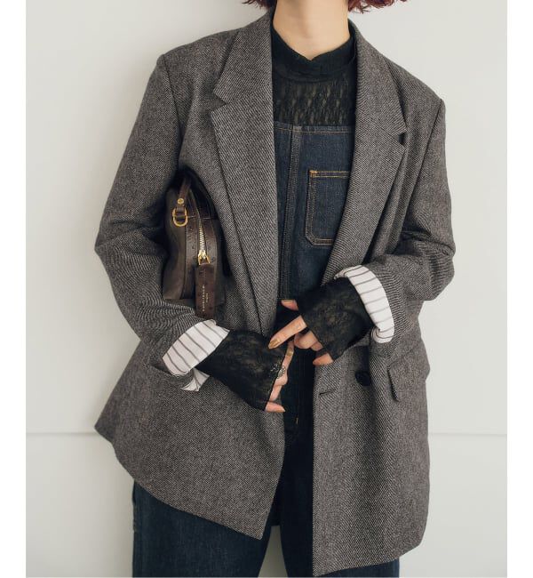 Spick and Span「《セットアップ可》メランジウールダブルブレストジャケット」|テーラードジャケット|
