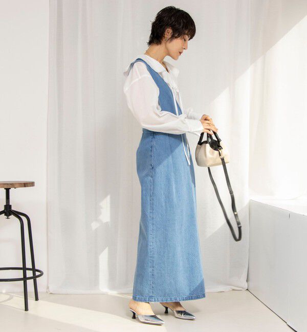 Rie Miller「【RM denim】ワンショルダーデニムジャンパースカート」|ワンピース|