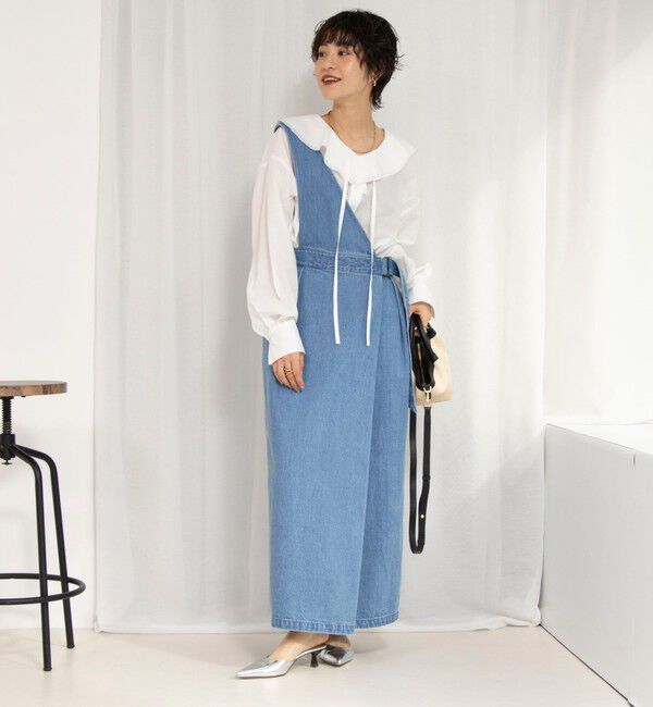 Rie Miller「【RM denim】ワンショルダーデニムジャンパースカート」|ワンピース|