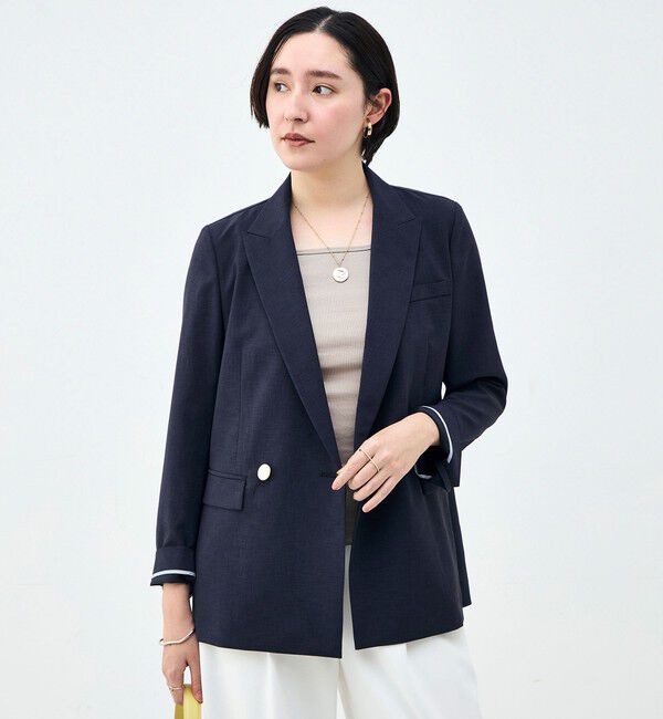 NOLLEY'S sophi「《セットアップ対応》ウォッシャブルブリーザブルシャンブレーダブルジャケット」|テーラードジャケット|ネイビー
