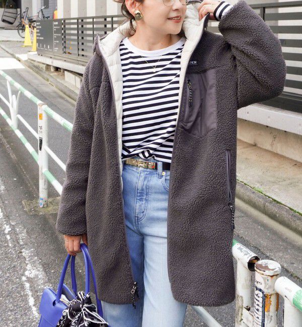 NOLLEY'S「【WEB＆一部店舗限定色アイテム】【TAION/タイオン】ボア&times;ダウンフードロング(リバーシブル)」|ダウン|ライトグレー