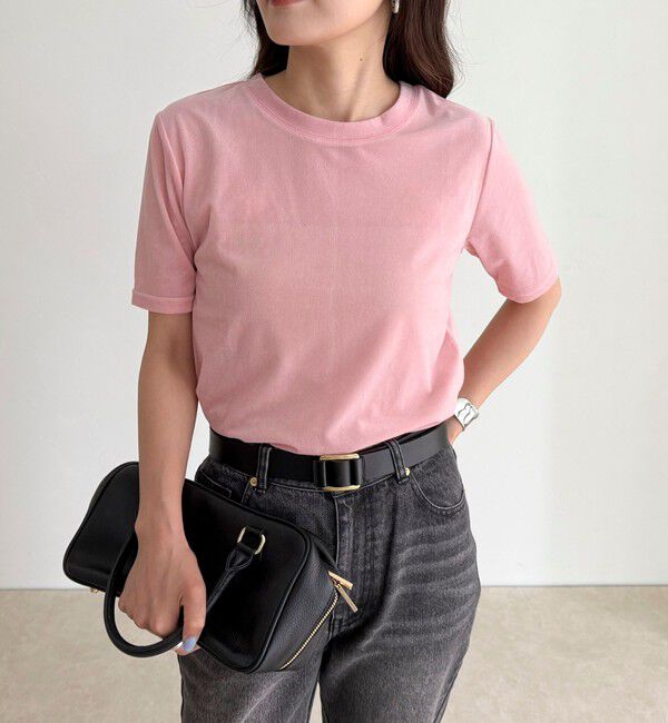 fredy emue「ベロア半袖Tシャツ」|Tシャツ・カットソー|ピンク