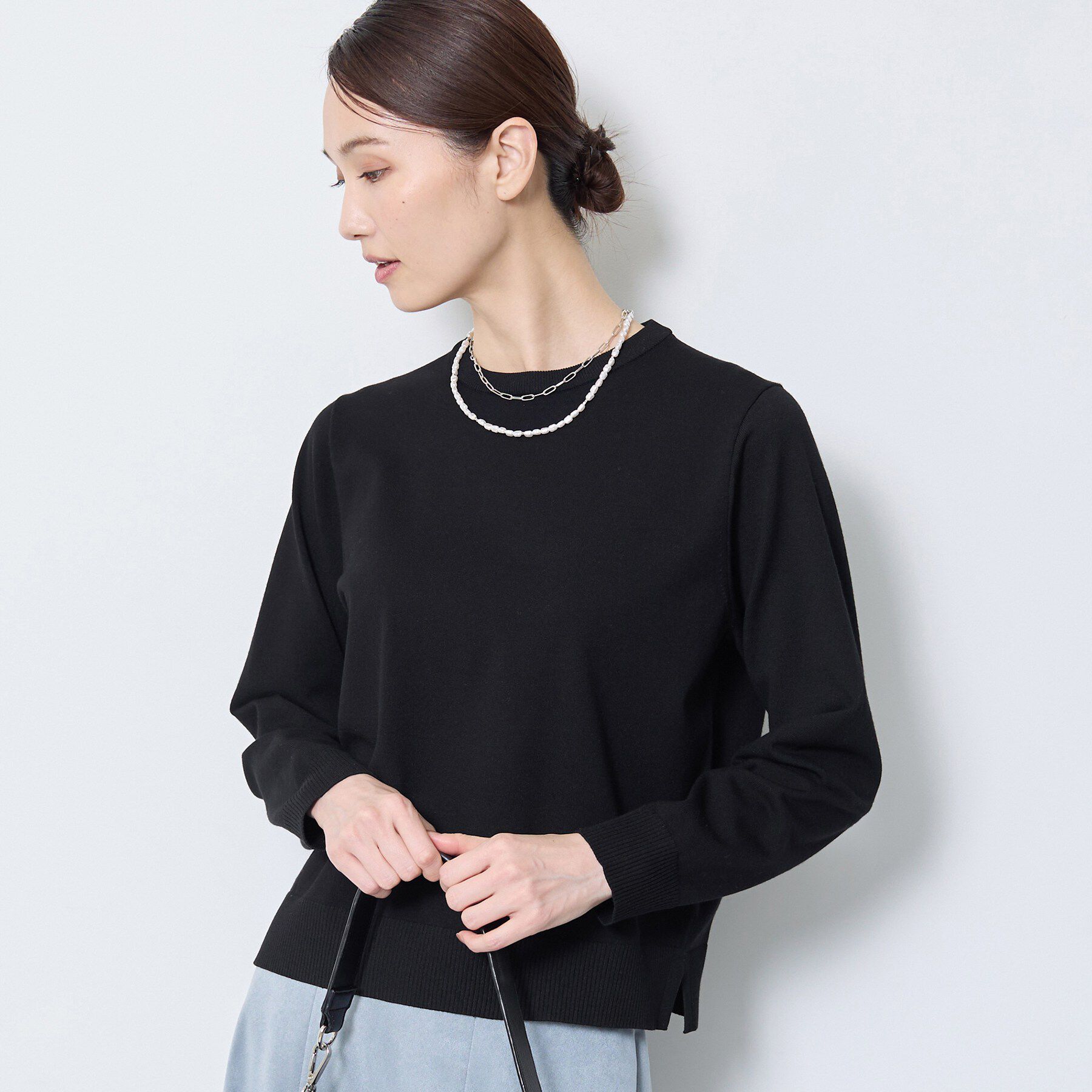 Reflect「【付け衿】レース衿付きストレッチニット」|ニット・セーター|