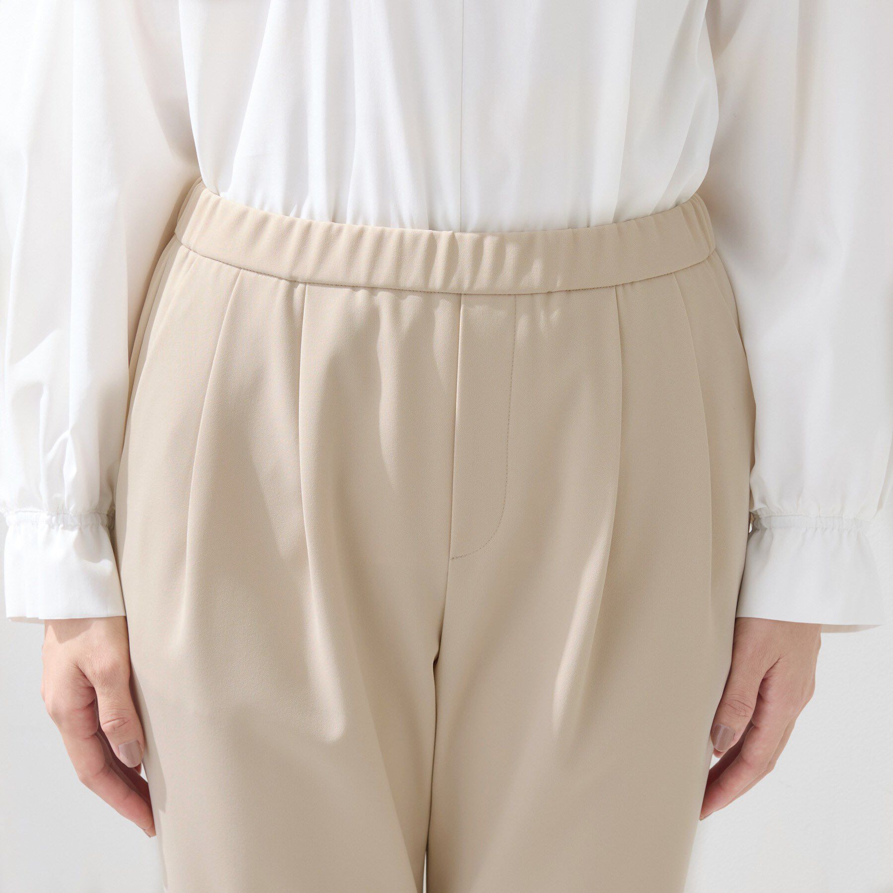 INDIVI「【褒められパンツ／高ストレッチ】タックテーパードパンツ」|その他|