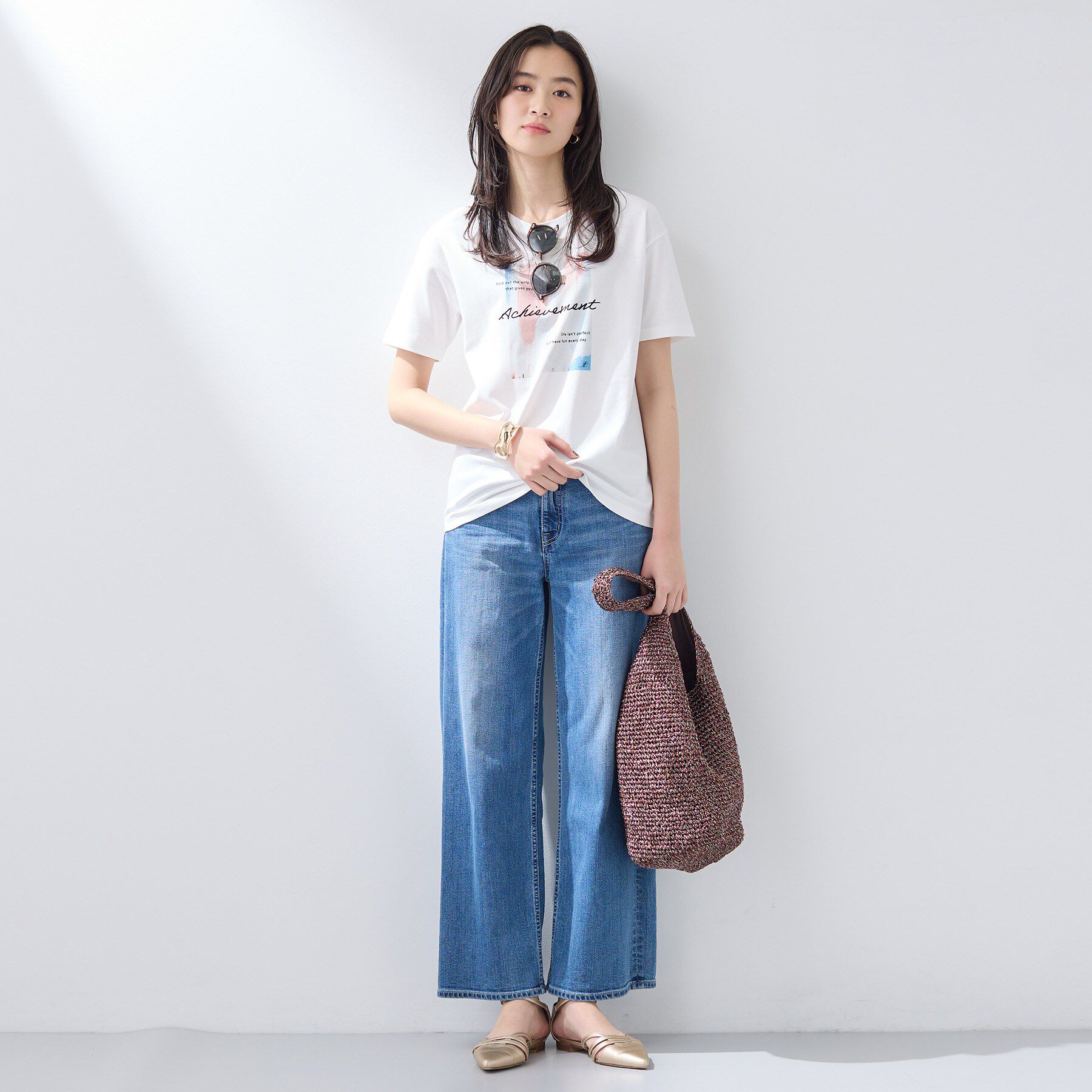 INDIVI「【UVケア／選べるグラフィック】スムースジャージTシャツ」|Tシャツ・カットソー|