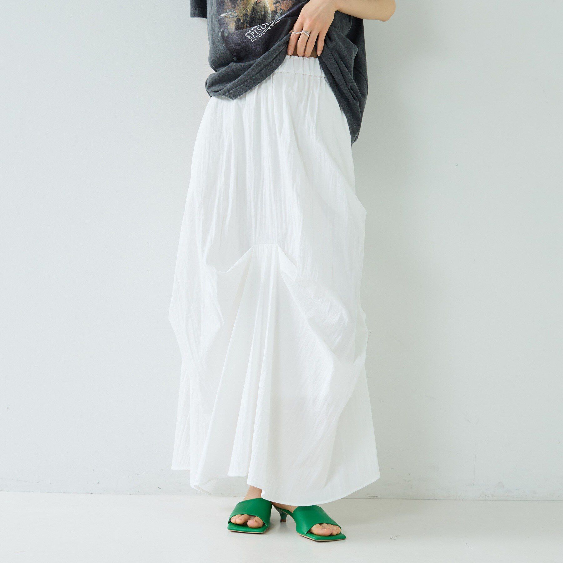 GALLEST「ランダムタックスカート【再入荷／ウォッシャブル】」|スカート|ホワイト(001)