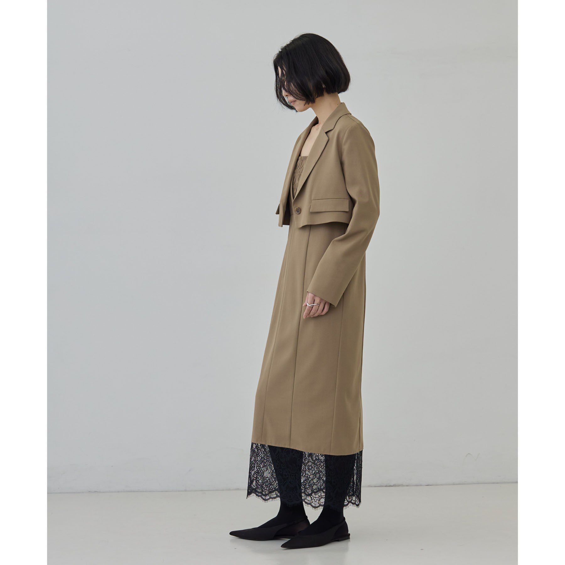 GALLEST「ダブルクロス 裾レースワンピース【セットアップ可能】」|ワンピース|
